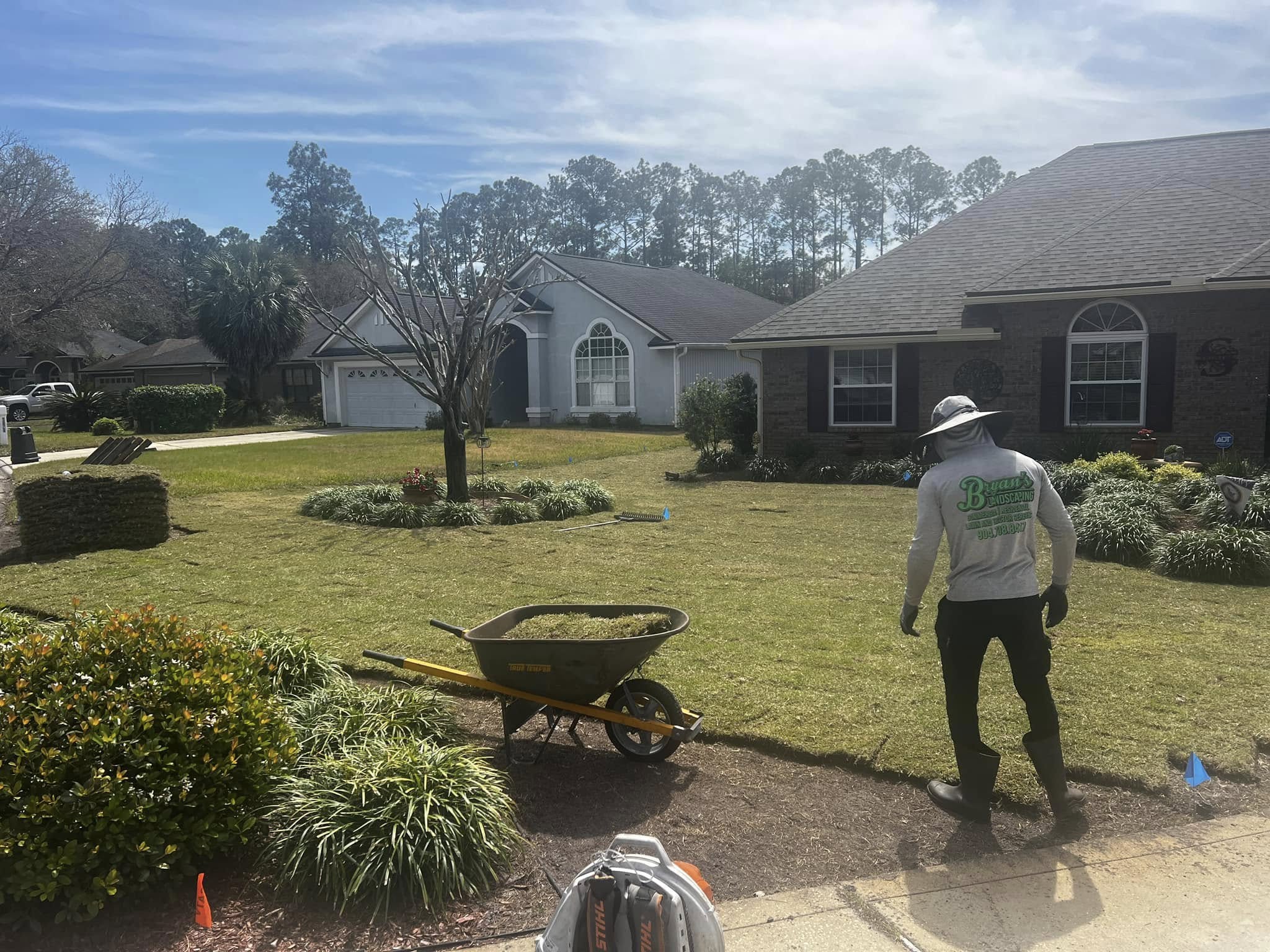 Residential sod installation on a newer-construction lot in Oakleaf Plantation, FL